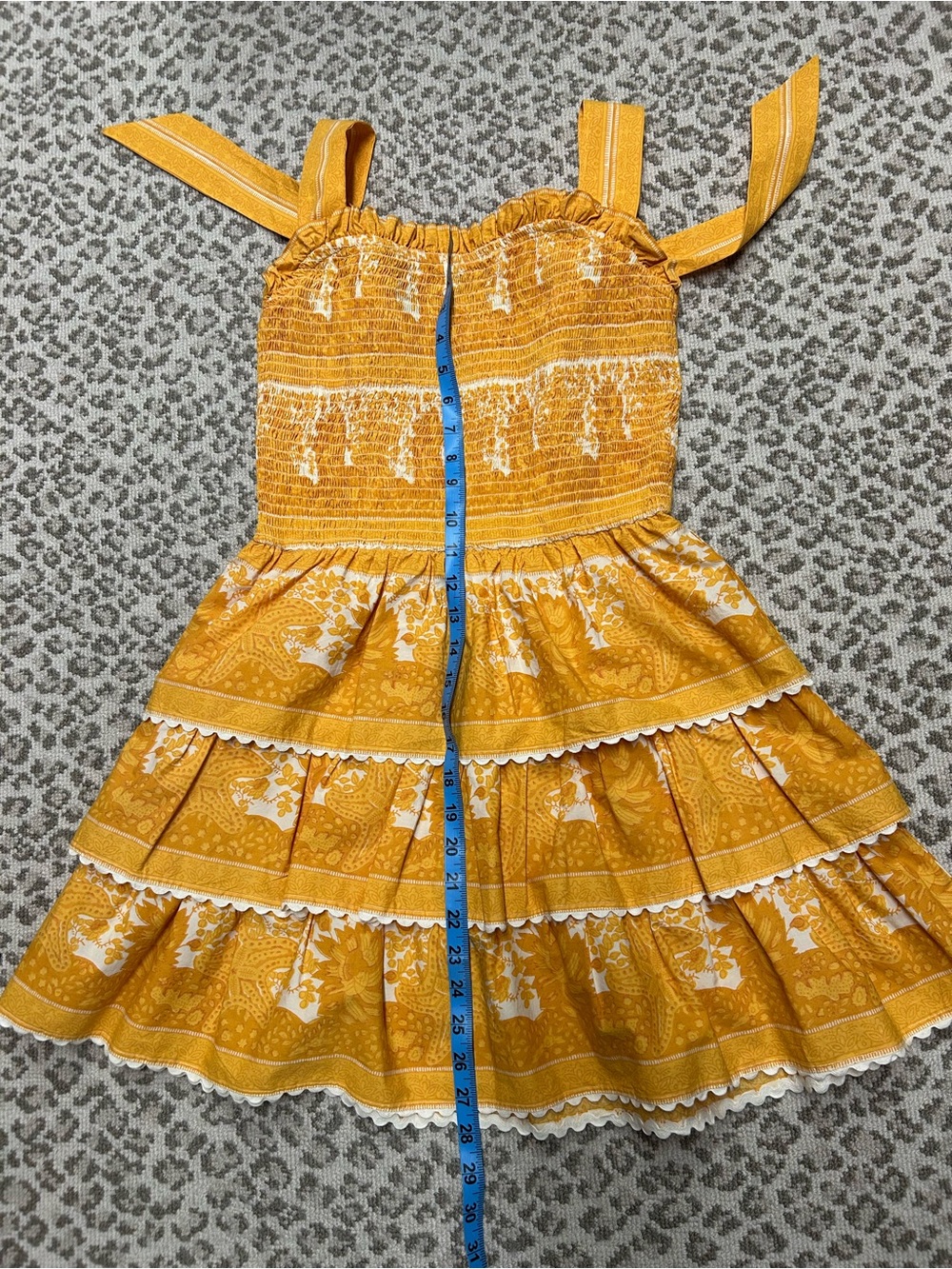 Cleobella Mustard Yellow Tiered Sundress with White Accents sz Small - Picture 4 of 6